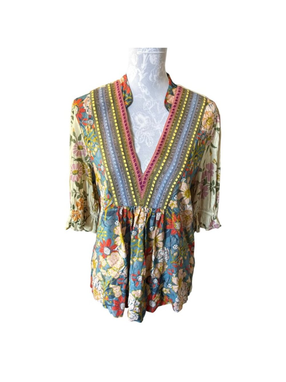 Blank London Stephanie Top Womens Top Boho Ruffle Floral Medium